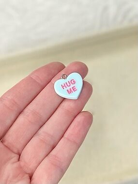 Hug Me Conversation Heart Charm-baby blue